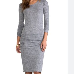 Monrow gray side ruched long sleeve dress small